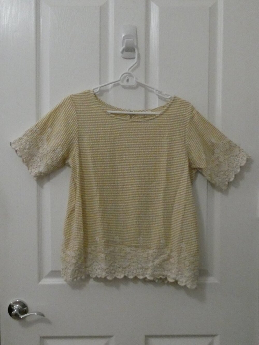 World Market Striped Crochet Seersucker Shirt Size S/M